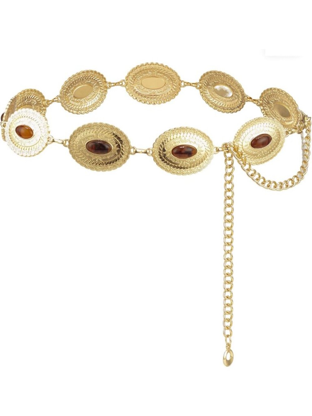 Stylish Green Glass Diamond Chain Belt - Women's Western Metal Dress Accessory